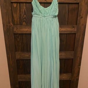 Crochet detail Turquoise maxi dress